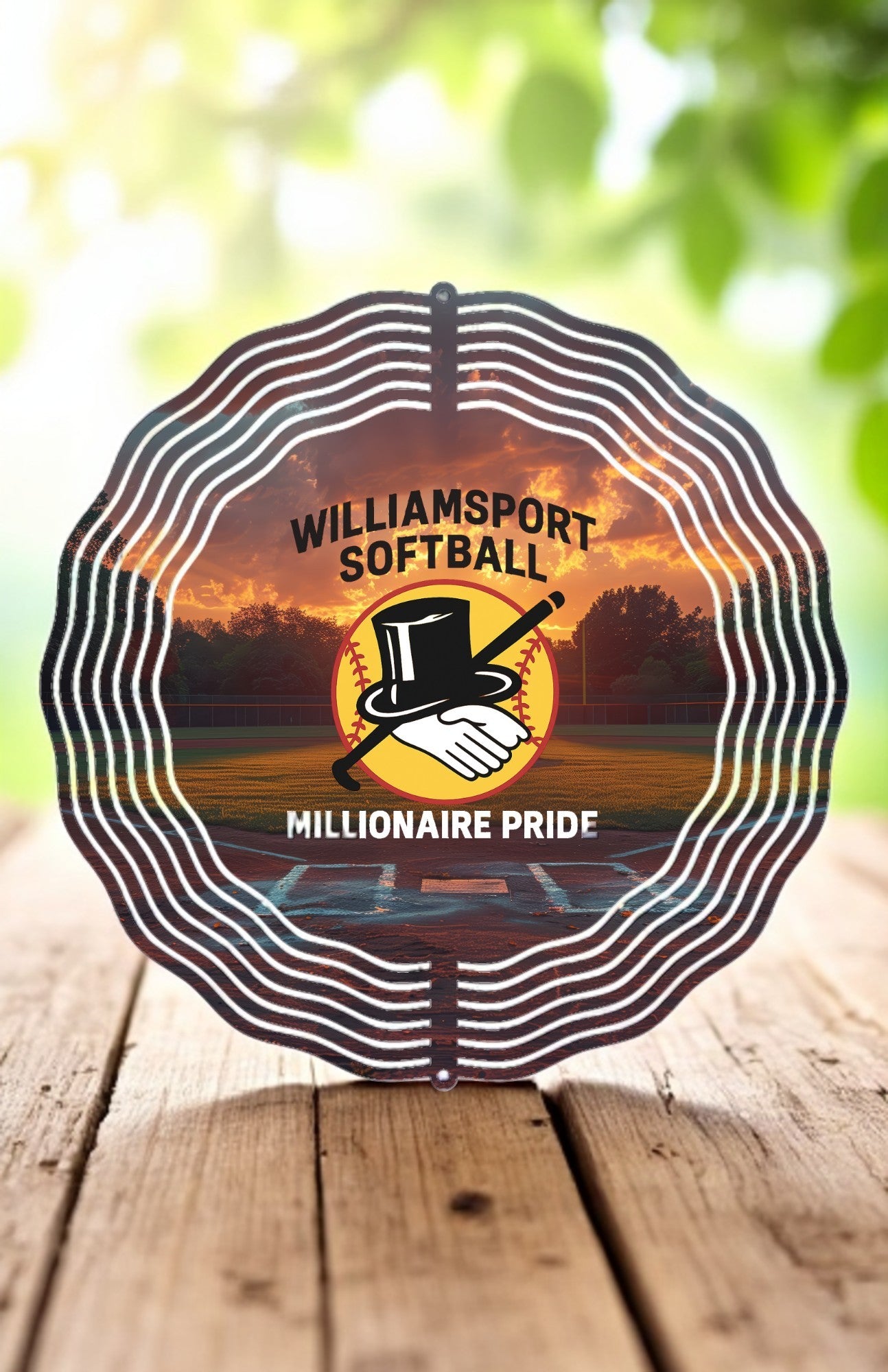 Millionaire Proud 10-Inch Wind Spinner – Cherry & White Outdoor Decor for Sports Fans