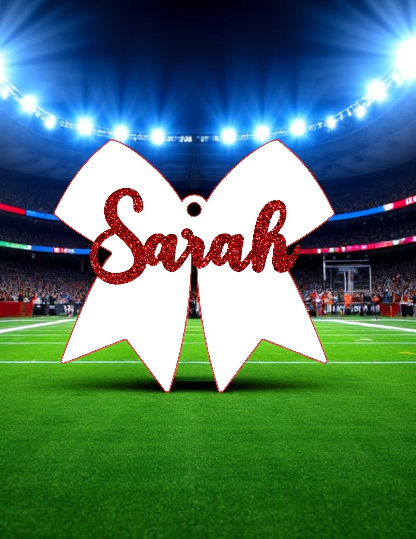 Millionaire "Cherry & White Proud" Cheer Bow Tag