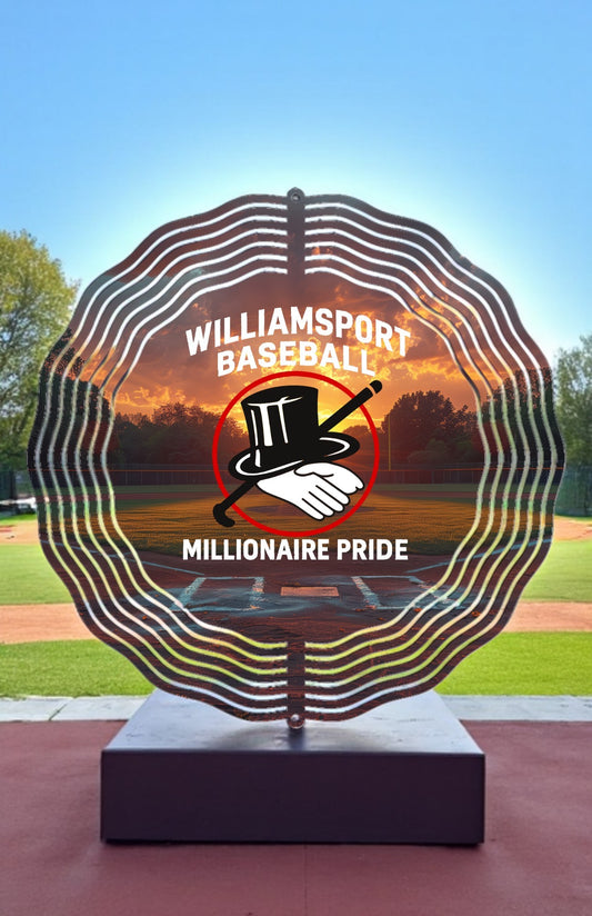 Millionaire Proud 10-Inch Wind Spinner – Cherry & White Outdoor Decor for Sports Fans